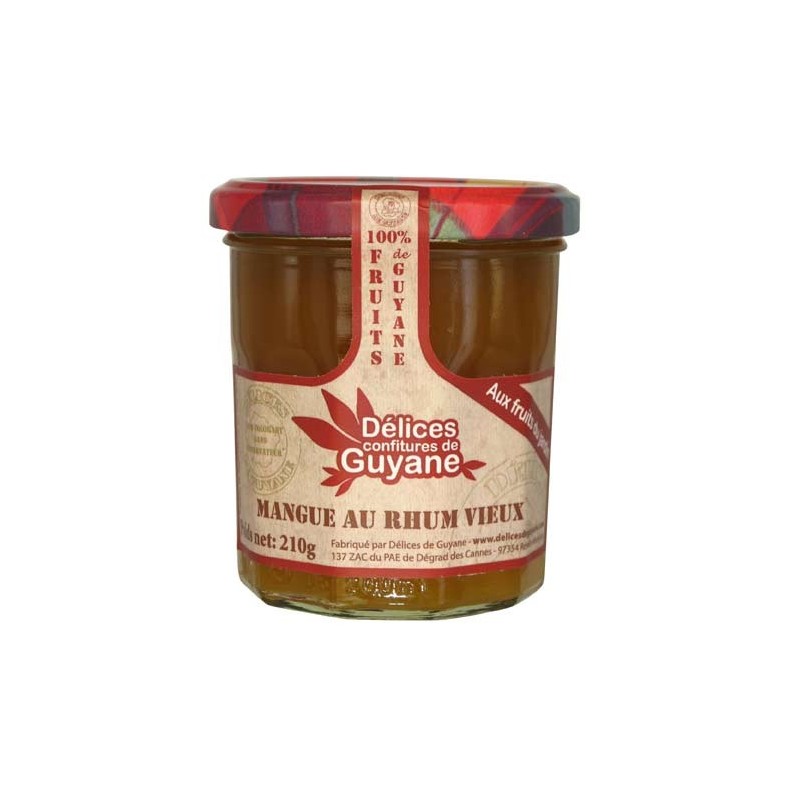 Confiture mangue rhum vieux Délices de Guyane