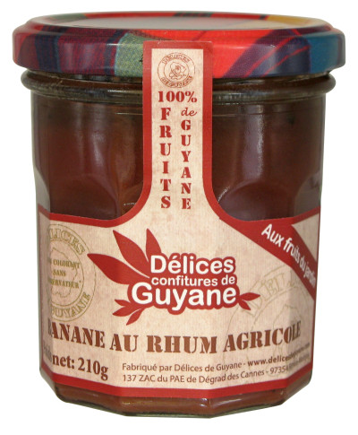 CONFITURE BANANE RHUM 210g DELICES DE GUYANE