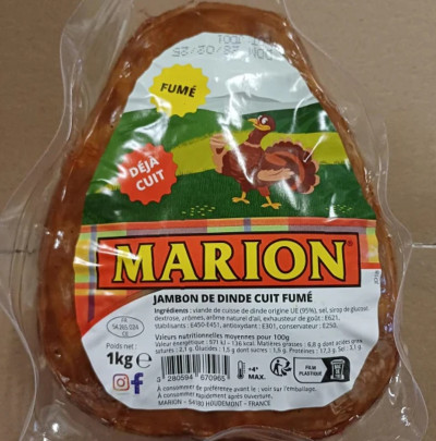 JAMBON DE DINDE CUIT FUME 1kg MARION
